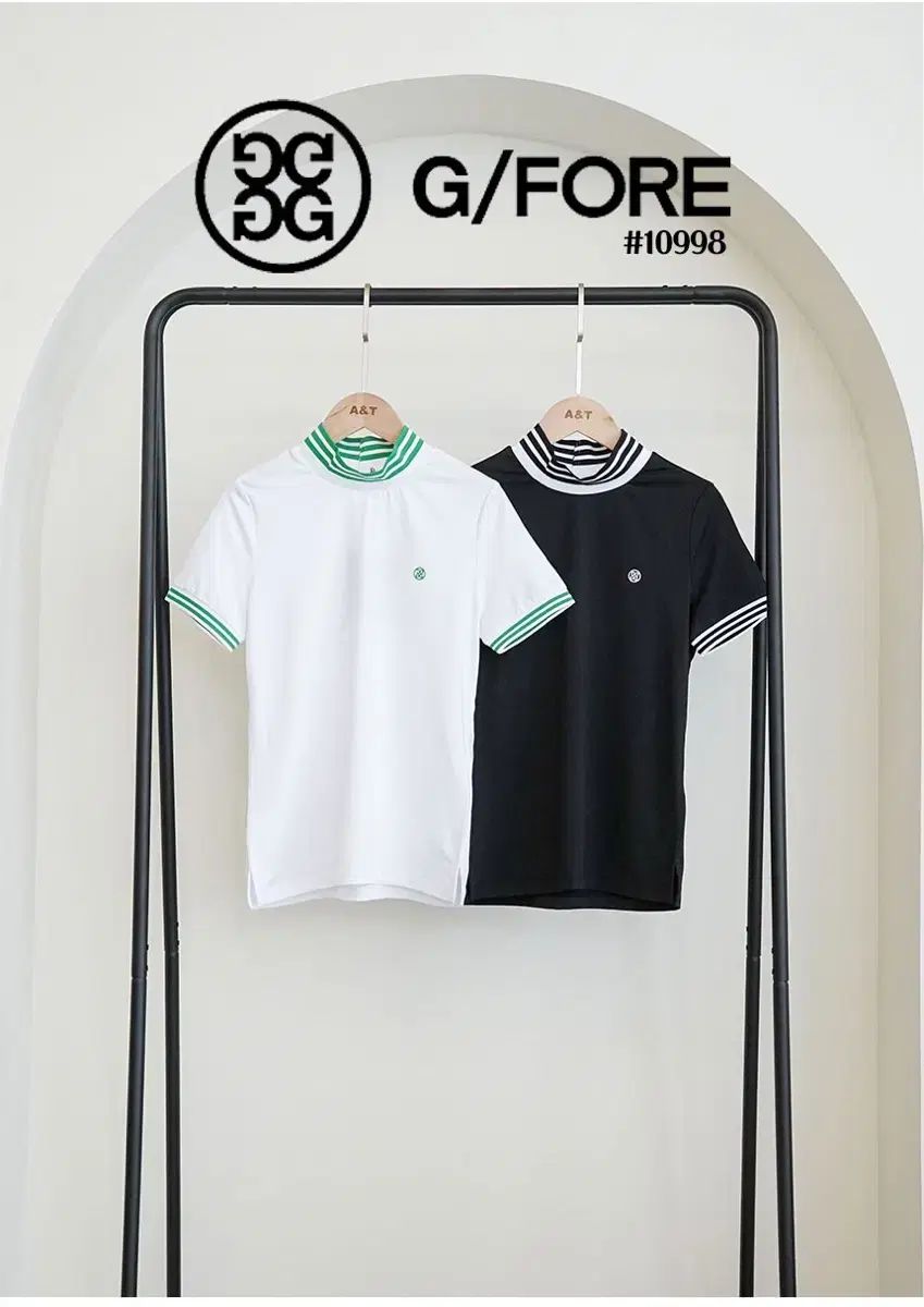 G FORE(ジーフォア) 正規品 ストライプモックネック スモールロゴ 半袖Tシャツ