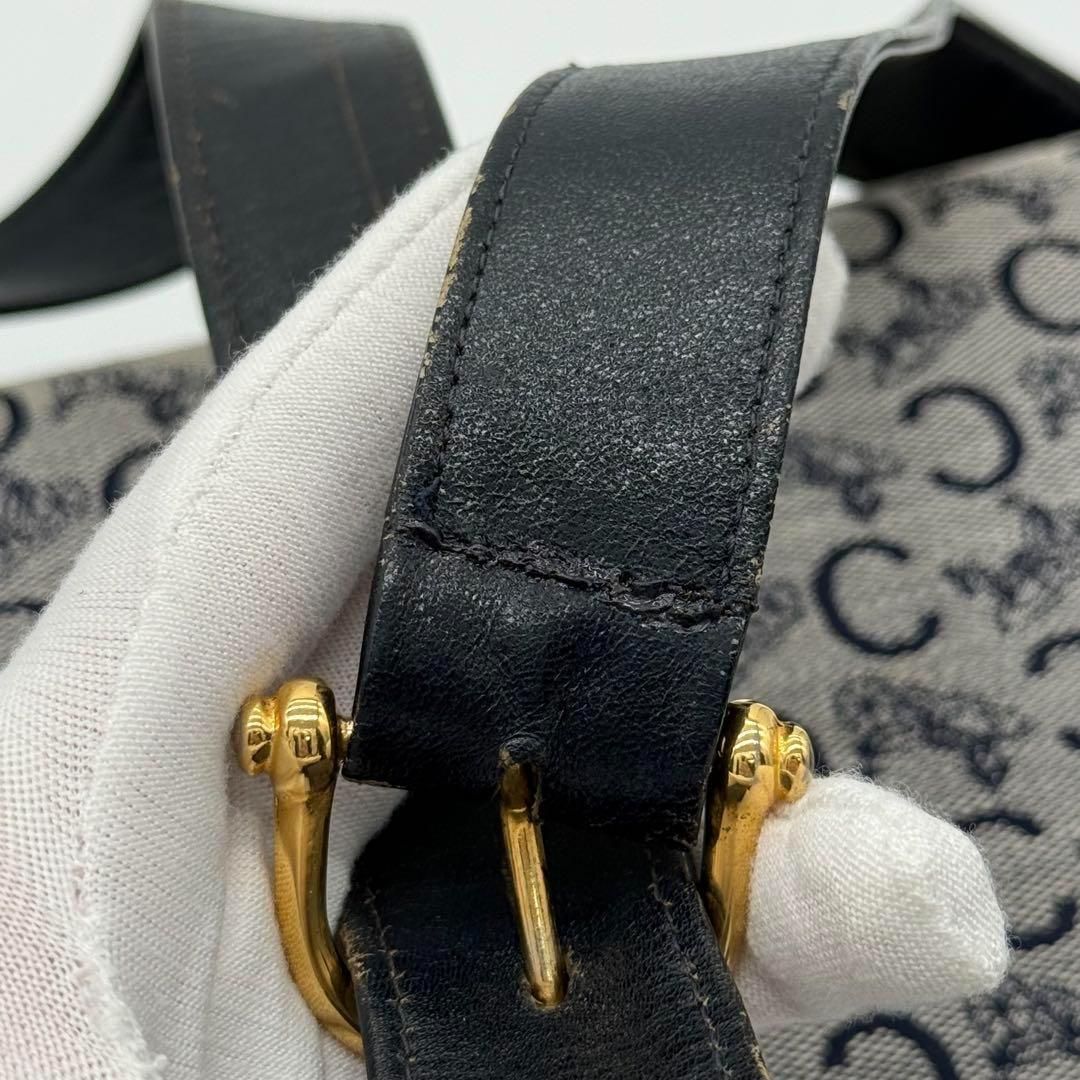 良品】CELINE 馬車金具 Cマカダ厶 セミショルダーバッグ ネイビー 