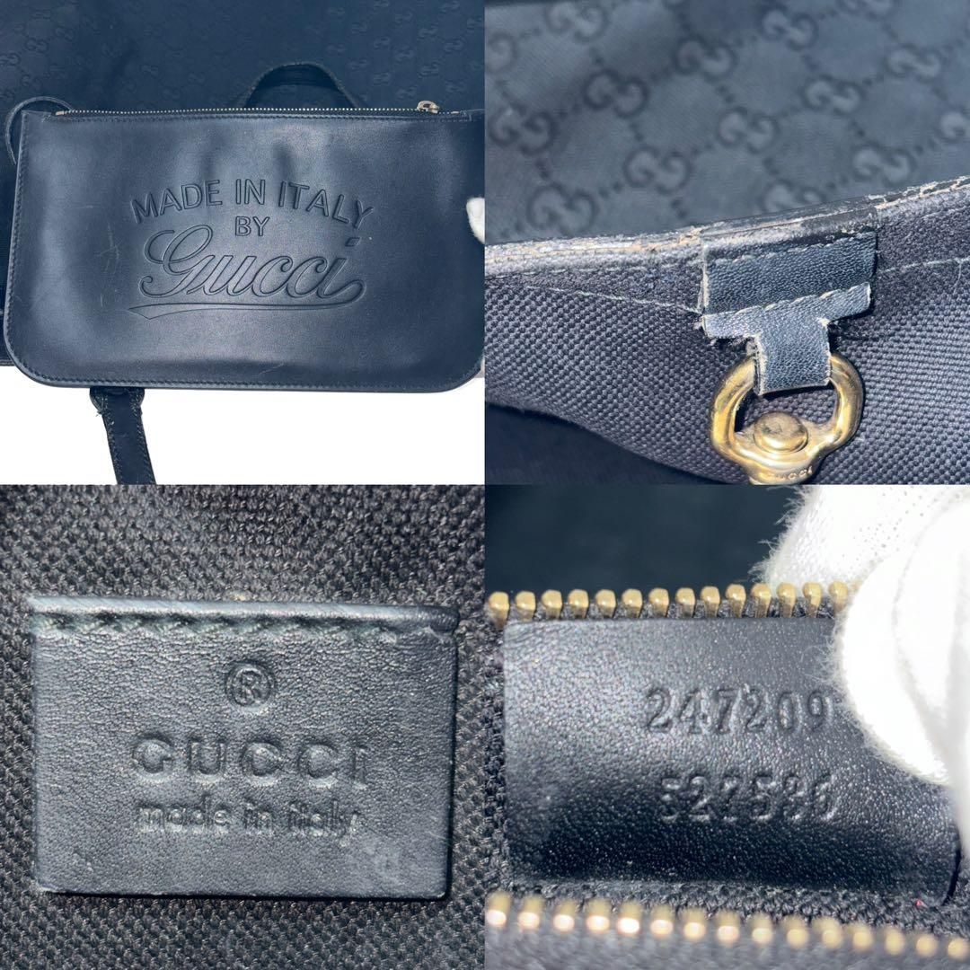 GUCCI グッチ トートバッグ GGキャンバス レザー 革 ブラック 黒 
