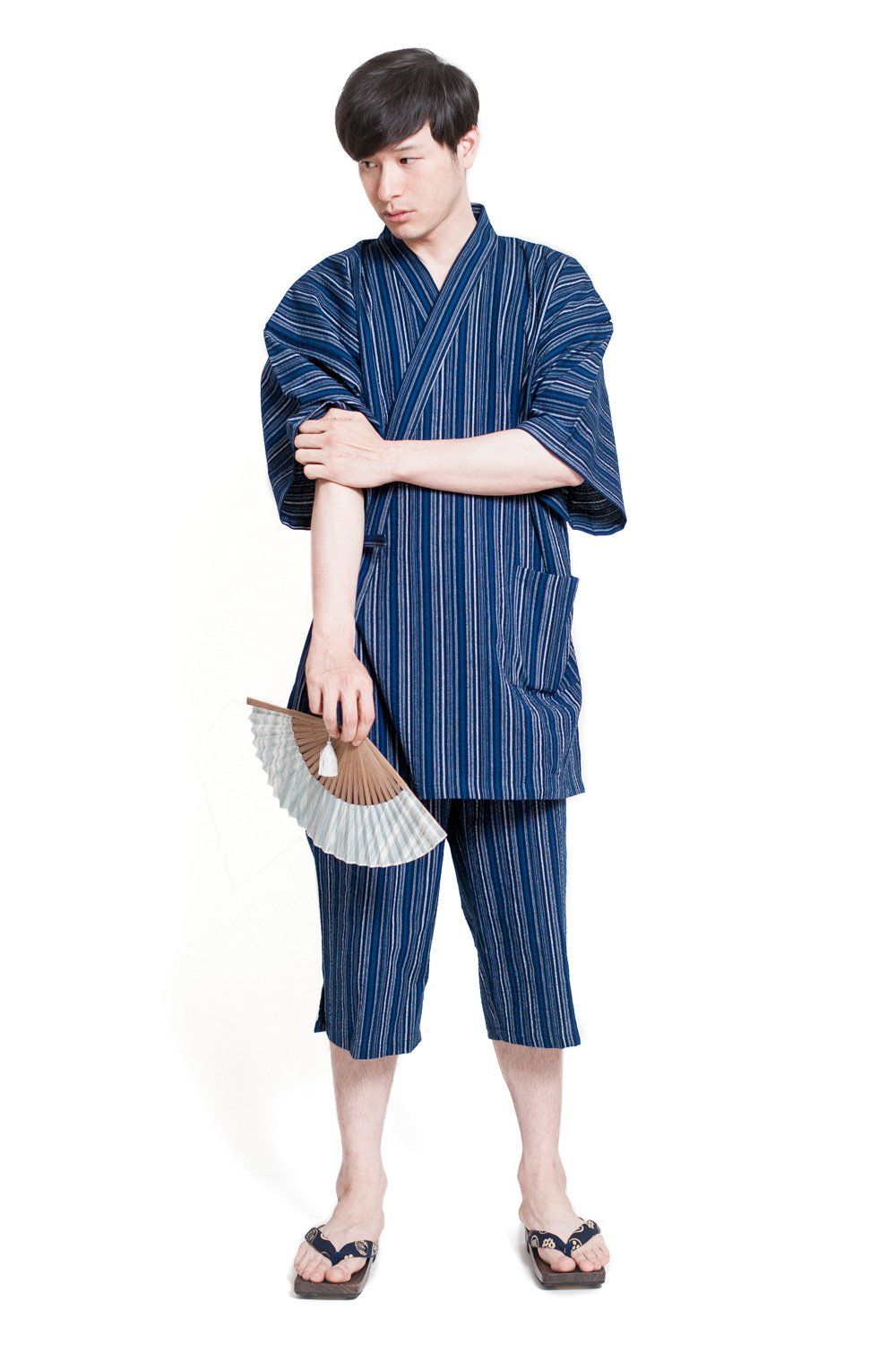 新品 [たゆたふ] 甚平 じんべい メンズ 日本製 大きいサイズ しじら織 男性 久留米 六花/ROCCA (LL ブルー) 8,320円