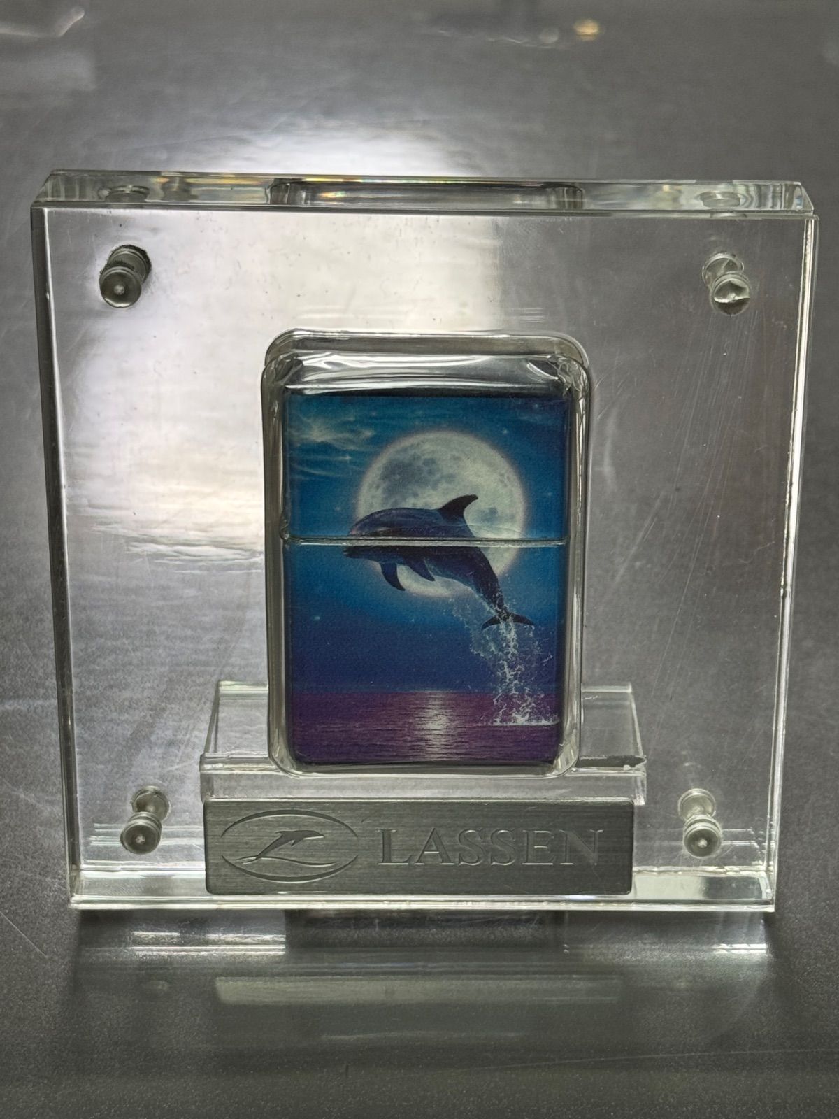 zippo クリスチャン ラッセン イルカ 夜空 満月 限定品 特殊加工 ドルフィン 年代物 2005年製 Christian Lassen デッドストック シリアルナンバー NO.297/505 専用クリアケース 保証書