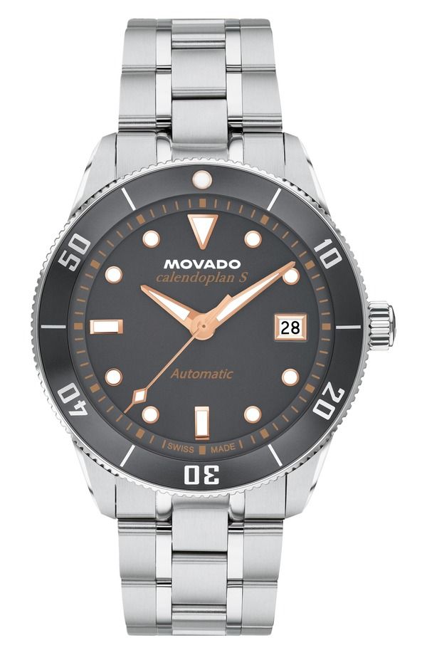 モバド メンズ アクセサリー 腕時計 Movado Heritage Calendoplan S Automatic Bracelet Strap Watch 40mm Gray グレー