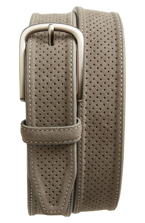 ジョンストンアンドマーフィー メンズ アクセサリー ベルト スエード Johnston Murphy Perforated Suede Belt Gray Suede Leather グレー