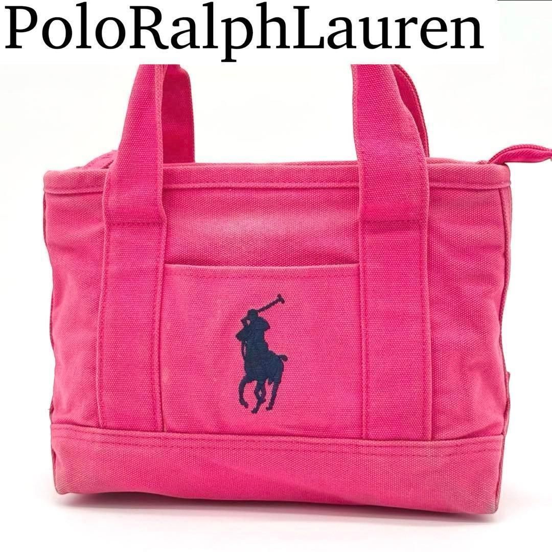 良品】RalphLauren トートバッグ ミニトート キャンバス ホースロゴ