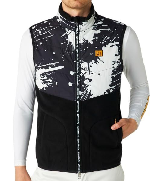 新品 LOUDMOUTH ラウドマウス ゴルフウェア 中綿入り ストレッチ 総柄 ハイネック フルジップ フリースベスト 775202 の商品写真