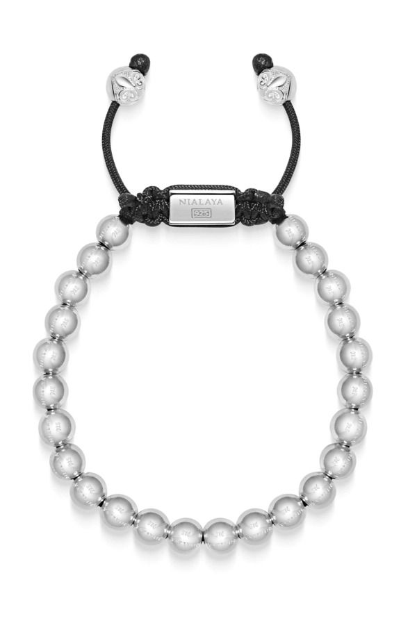 ナイアヤラ メンズ アクセサリー ブレスレット・バングル・アンクレット Nialaya Sterling Silver Beaded Bracelet Silver シルバー