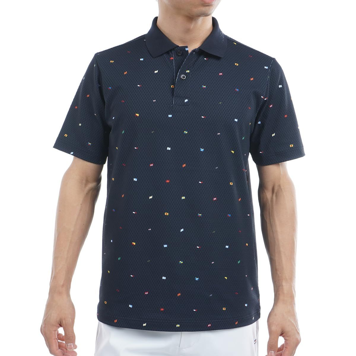 新品 TOMMY HILFIGER GOLF(トミーヒルフィガー ゴルフ) マルチフラッグモノグラム 半袖ポロシャツ THMA504