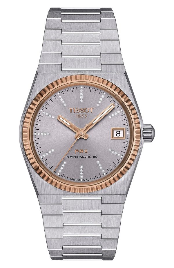 ティソット レディース アクセサリー 腕時計 Tissot PRX Powermatic 80 Bracelet Watch 35mm Grey Rose Gold グレー