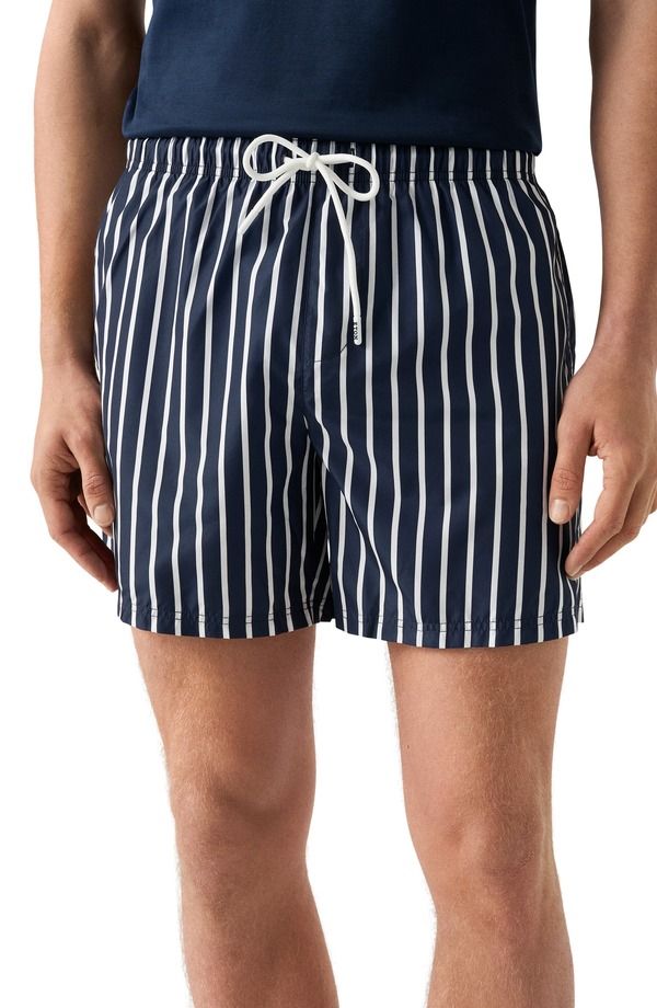 エトン メンズ 水着 ハーフパンツ・ショーツ Eton Striped Swim Trunks Dark Blue ブルー