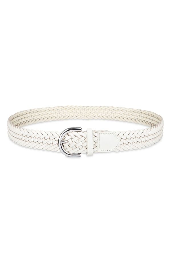 コールハーン レディース アクセサリー ベルト レザー Cole Haan Braided Leather Belt Ivory アイボリー