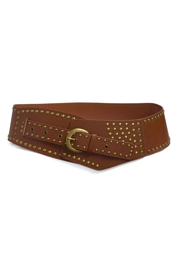 ビーピー レディース アクセサリー ベルト レザー フェイクレザー BP Angular Studded Faux Leather Belt Brown ブラウン