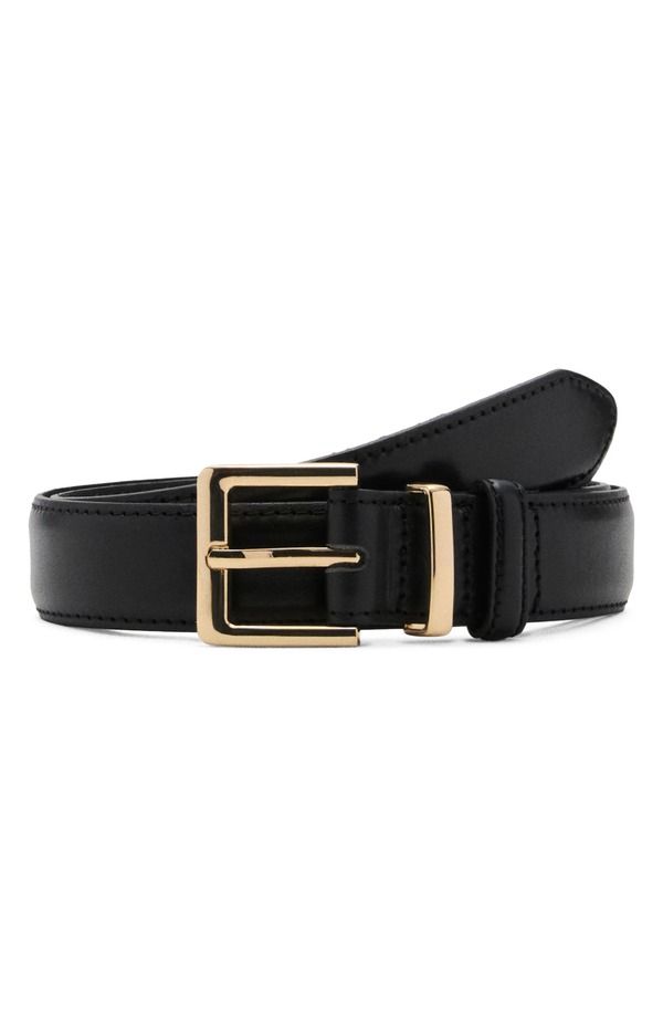 マンゴ レディース アクセサリー ベルト レザー MANGO Leather Belt Black ブラック