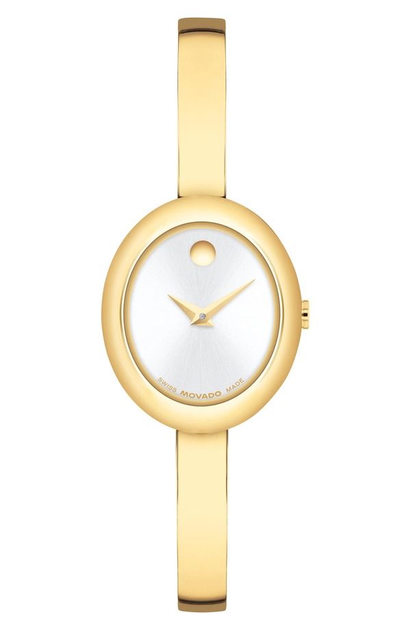 モバド レディース アクセサリー 腕時計 Movado Museum Oval Bangle Watch 22mm x 26mm Silver Dial シルバー