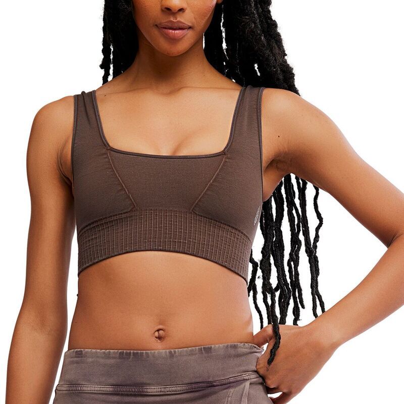 フリーピープル レディース アンダーウェア ブラジャー FP Movement Square Neck Good Karma Bra Womens Washed Chocolate チョコレート