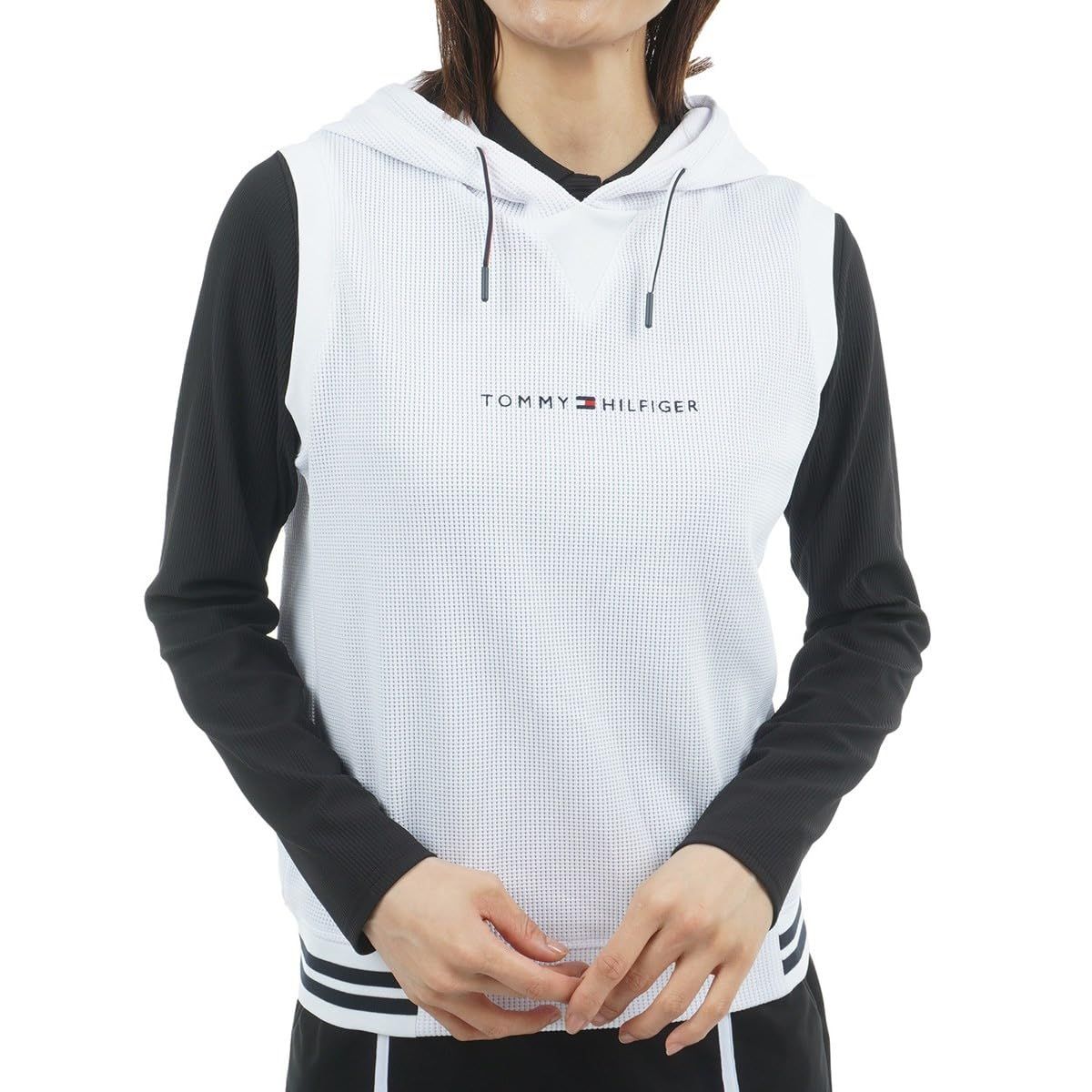 新品 [トミー ゴルフ] フード付きトレーナー TOMMY HILFIGER GOLF(トミー ヒルフィガー ゴルフ) レディースゴルフウェア ワッフル スウェットフーディーベスト ホワイト LLサイズ THLA551