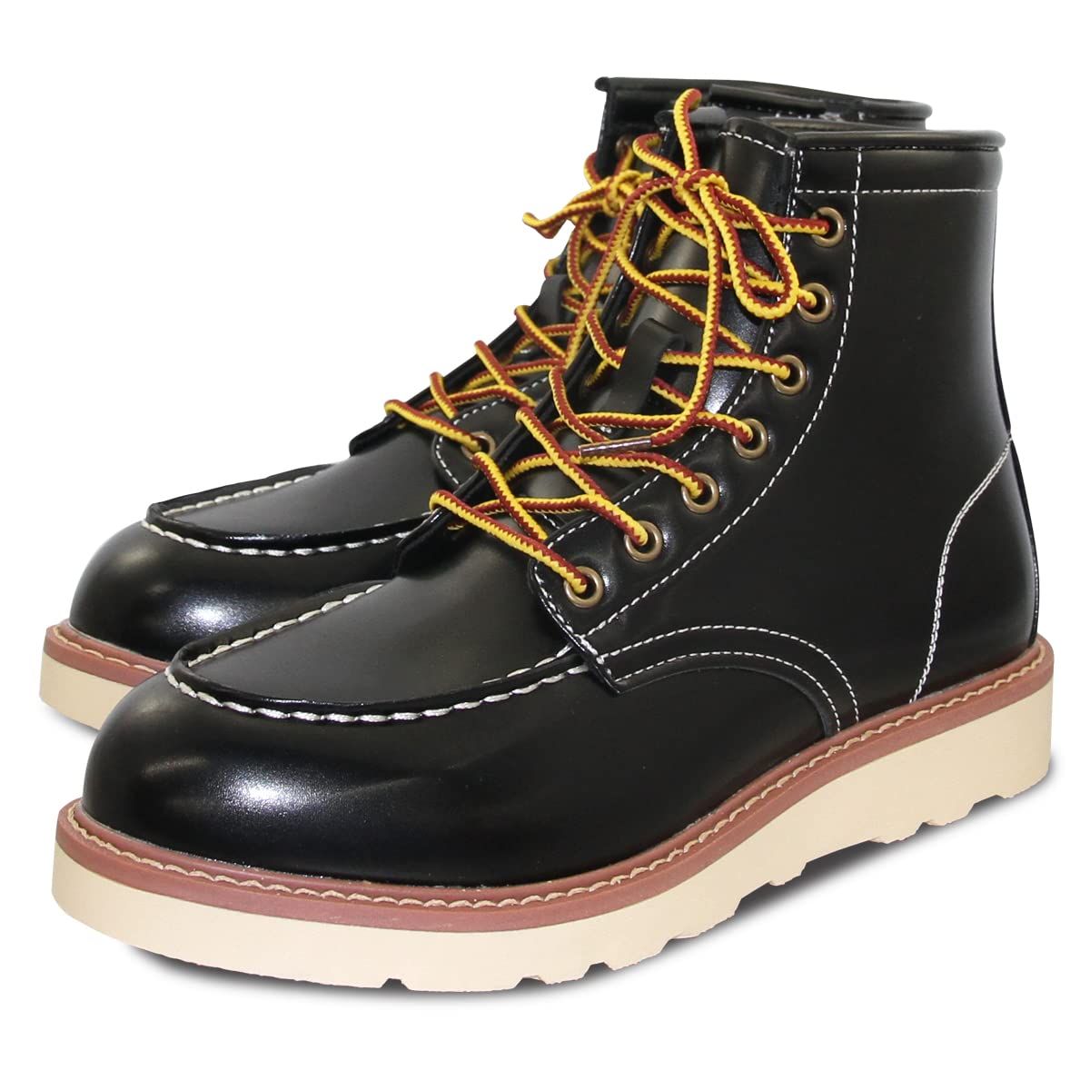 新品 [God & Bless] ゴッド＆ブレス ワークブーツ メンズ レディース モック ジップアップ 衝撃吸収インソール付き (BLACK measurement_27_point_0_centimeters)
