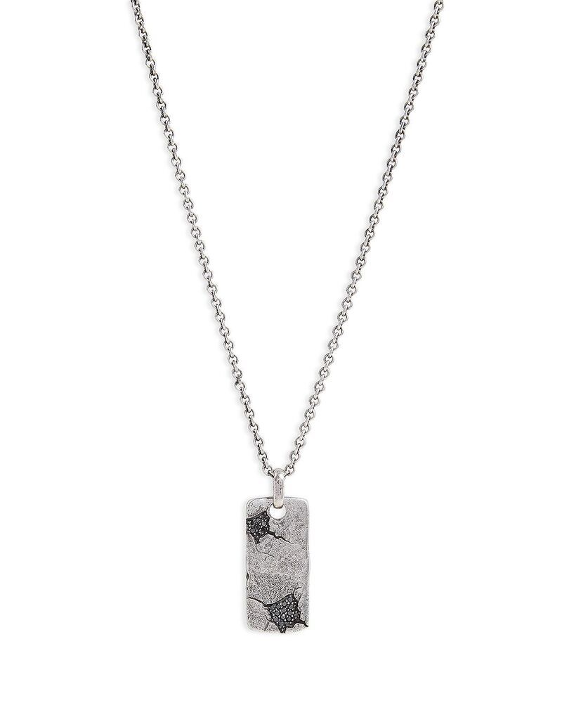 ジョンバルベイトス メンズ アクセサリー ネックレス・チョーカー・ペンダントトップ レース John Varvatos Mensterling Silver Crack Black Diamondog Tag Pendant Necklace 24 Silve
