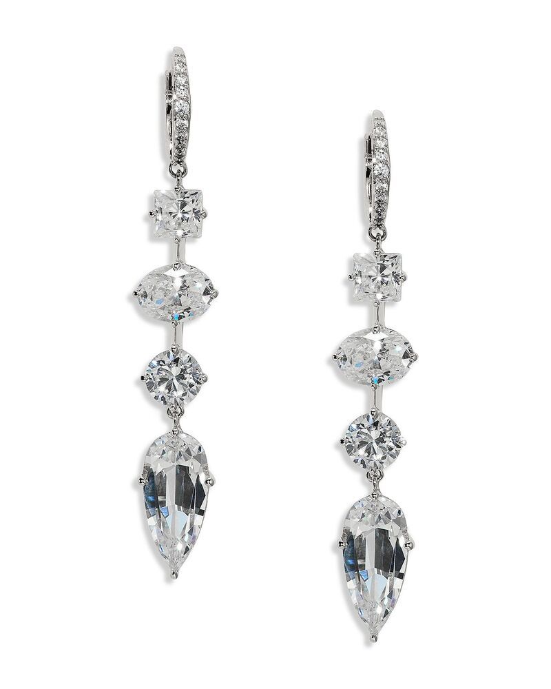 ナディール レディース アクセサリー ピアス・イヤリング Nadri Lucia Mixed CZ Linearrings 225L Rhodium
