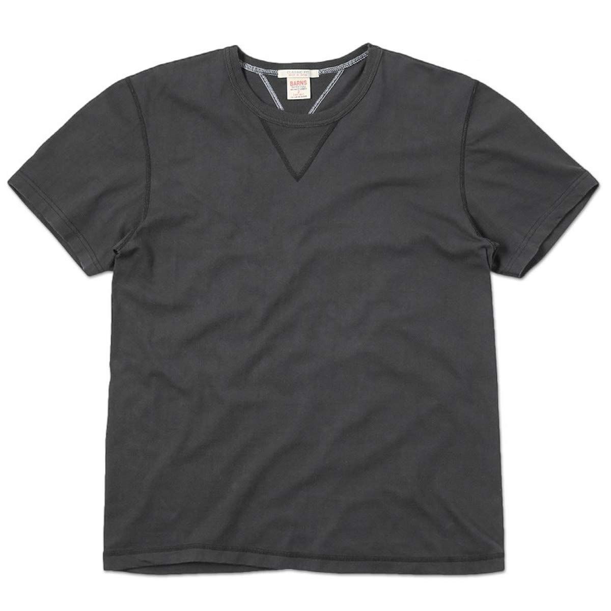 新品 [バーンズ] アウトフィッターズ OUTFITTERS 丸胴 ヴィンテージ V ガゼット クルーネック 半袖 Tシャツ M BLACK