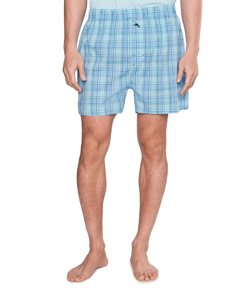 トッミーバハマ メンズ アンダーウェア ボクサーパンツ コットン Tommy Bahama Cotton Woven Boxers Blue Plaid ブルー