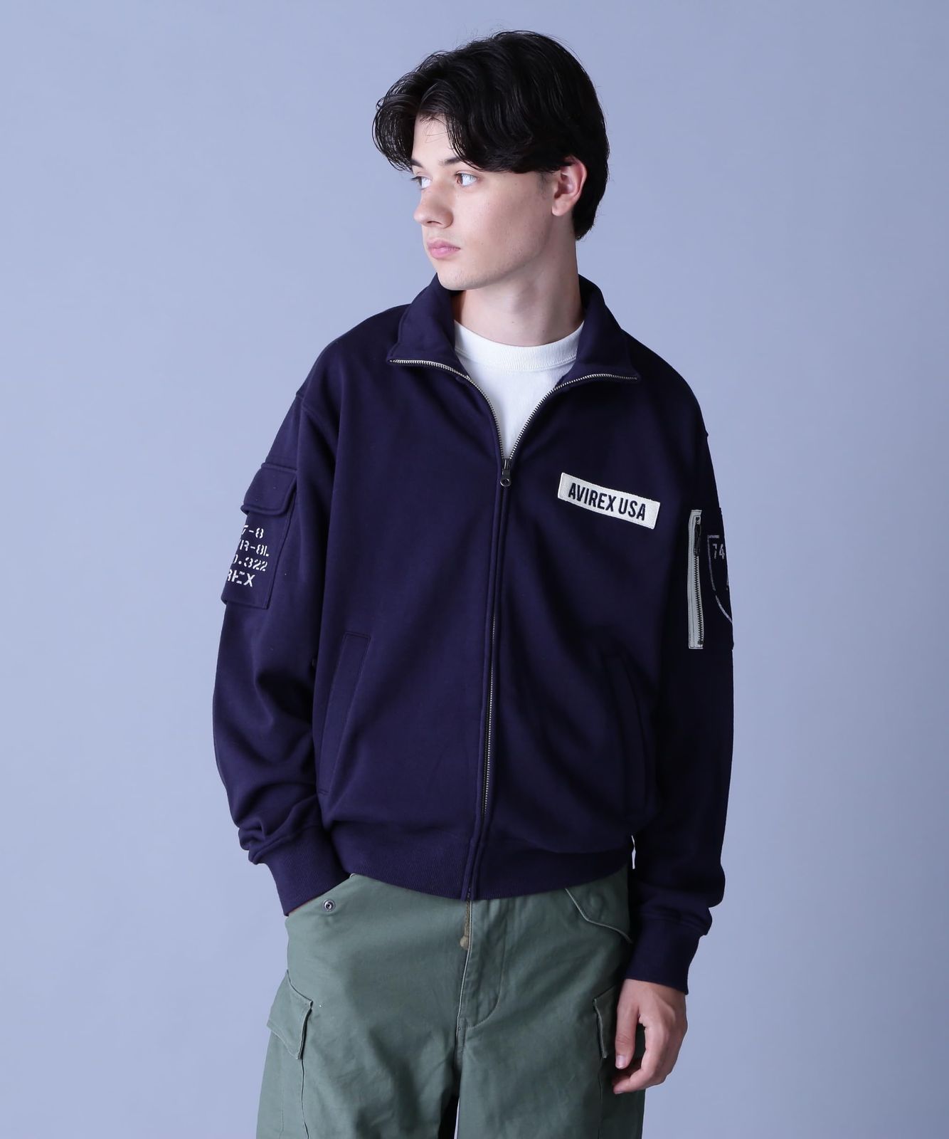 新品 [Avirex] [アヴィレックス] FATIGUE STAND COLLAR ZIPUP SWEAT ファティーグ スタンド カラー ジップアップ スウェット メンズ 2XL 120 ネイビー 783-4930001