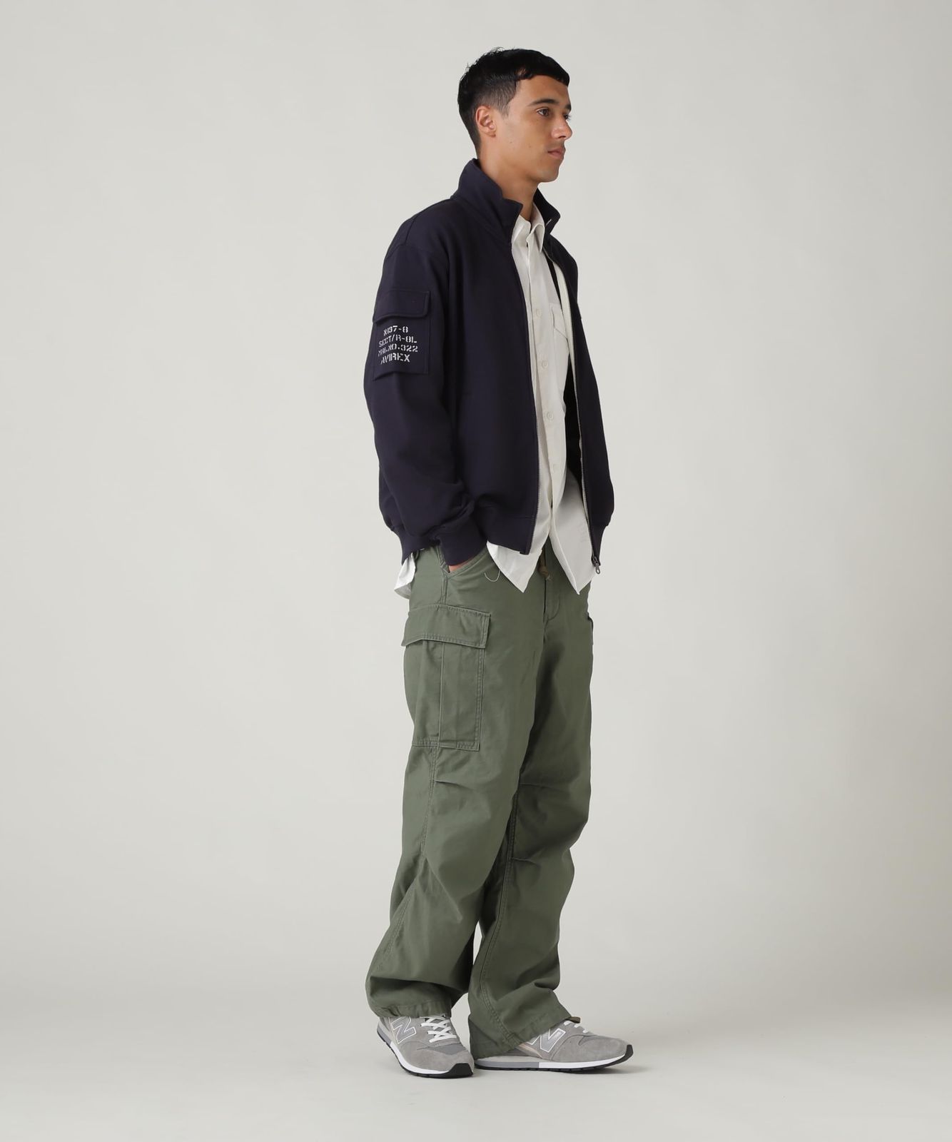 新品 [Avirex] [アヴィレックス] FATIGUE STAND COLLAR ZIPUP SWEAT ファティーグ スタンド カラー ジップアップ スウェット メンズ 2XL 120 ネイビー 783-4930001