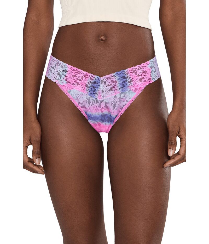 ハンキーパンキー レディース アンダーウェア パンツ プリント レース Hanky Panky Printed Signature LaceR Original Rise Thongs Rem