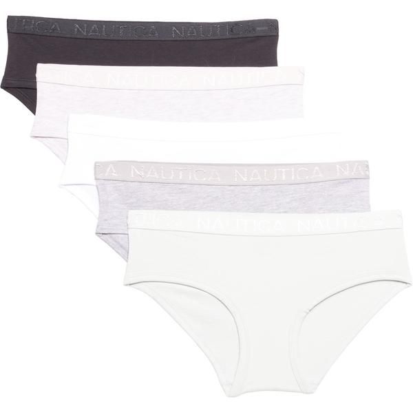 ナウティカ レディース アンダーウェア パンツ コットン Nautica Solid Organicotton Panties 5Pack Hipster Medium Heather GreyZen GardenBlackWhiteLight H ホワイト