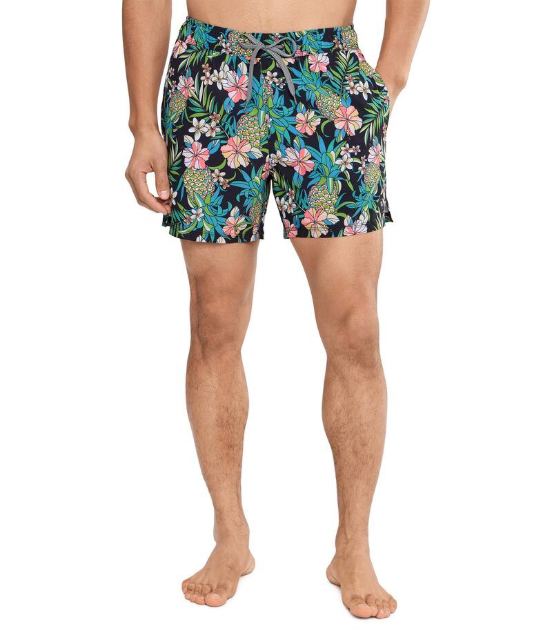 サックスアンダーウェアー メンズ 水着 ハーフパンツ・ショーツ SAXX UNDERWEAR Oh Buoy 2in1 5 Volley Pineapple FieldBlack ブラック