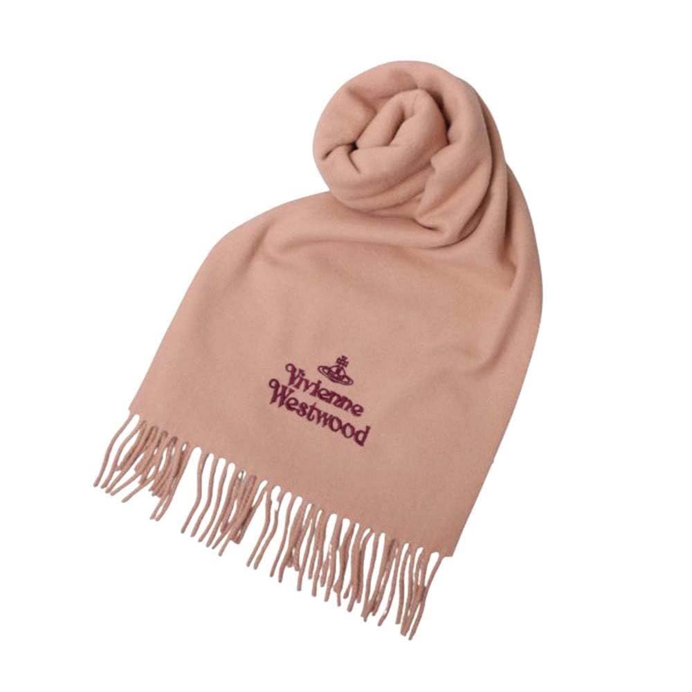 新品 Vivienne Westwood MUFFLER ヴィヴィアン ウエストウッド ウールマフラー WOOL100% マフラー ロゴ刺繍入 AW25 (ベージュ)