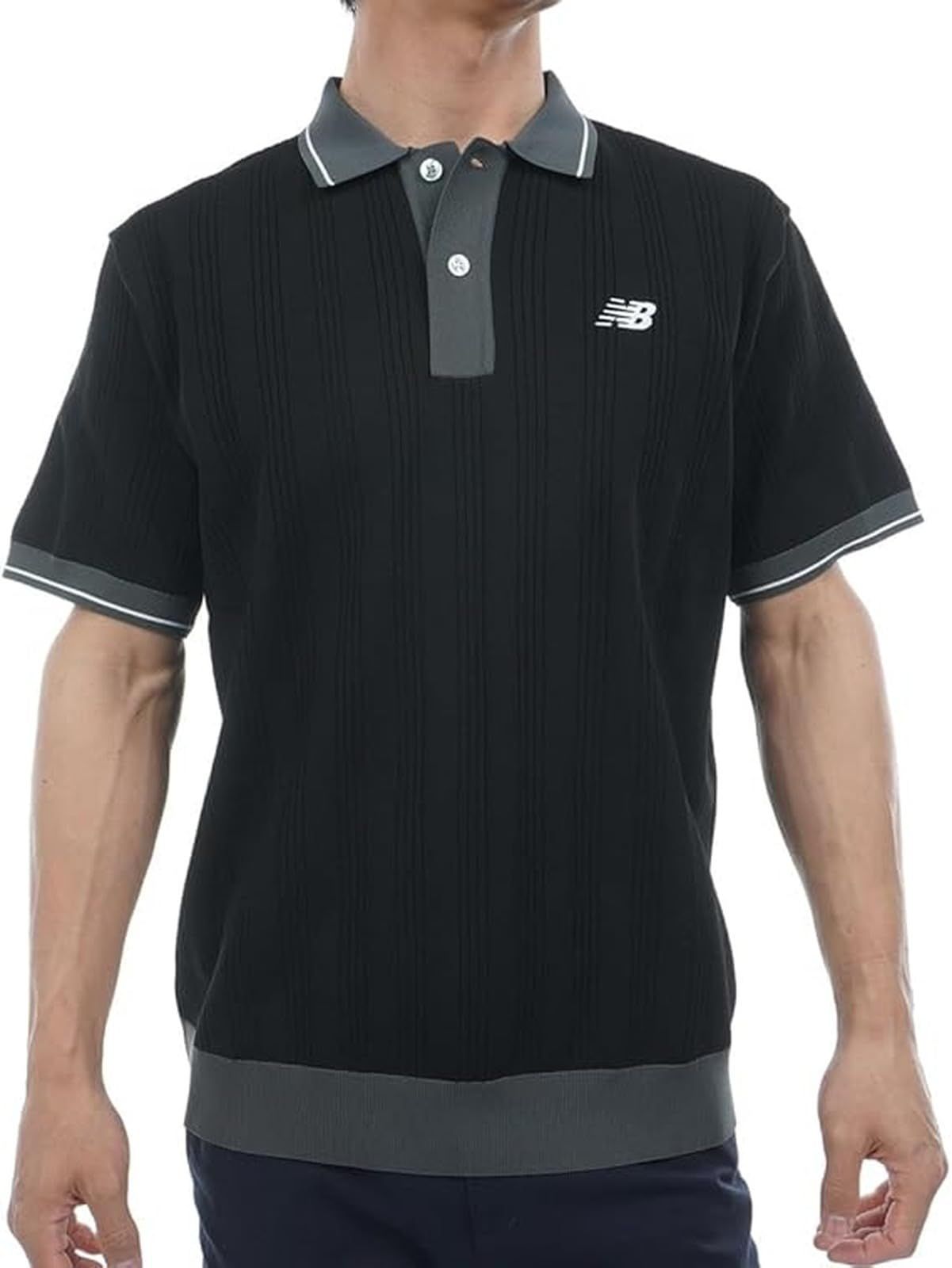 新品 [ニューバランス] ゴルフ メンズ 半袖 ニットポロシャツ (ストレッチ性) / 012-5175001 010_ブラック 6 [LL]