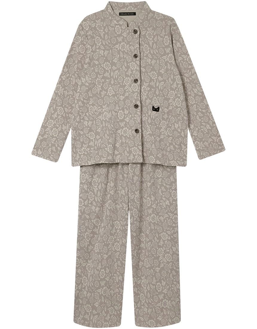 新品 Wacoal RELAX＆SLEEP(ワコール リラックス&スリープ)アツコマタノパジャマ 綿100%(本体) ジャカード 長袖 長ズボン HDX597 ATSUKO MATANO GY M