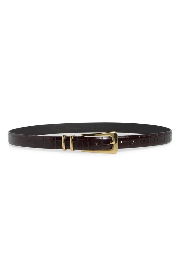 メイドウェル レディース アクセサリー ベルト Madewell Elongated Buckle Belt Chocolate Raisin チョコレート