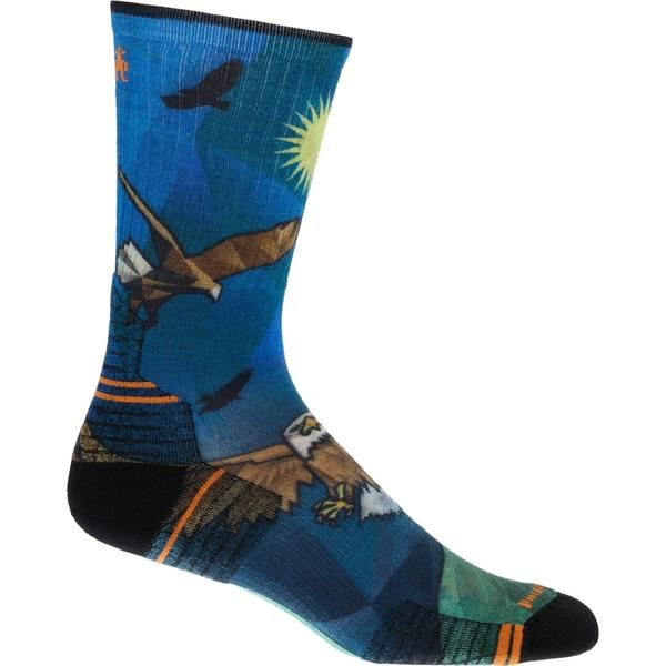スマートウール メンズ アンダーウェア 靴下 プリント SmartWool Hike Targeted Cushion Eagle Print Socks Merino Wool Crew For Men and Women Laguna Blue ブルー