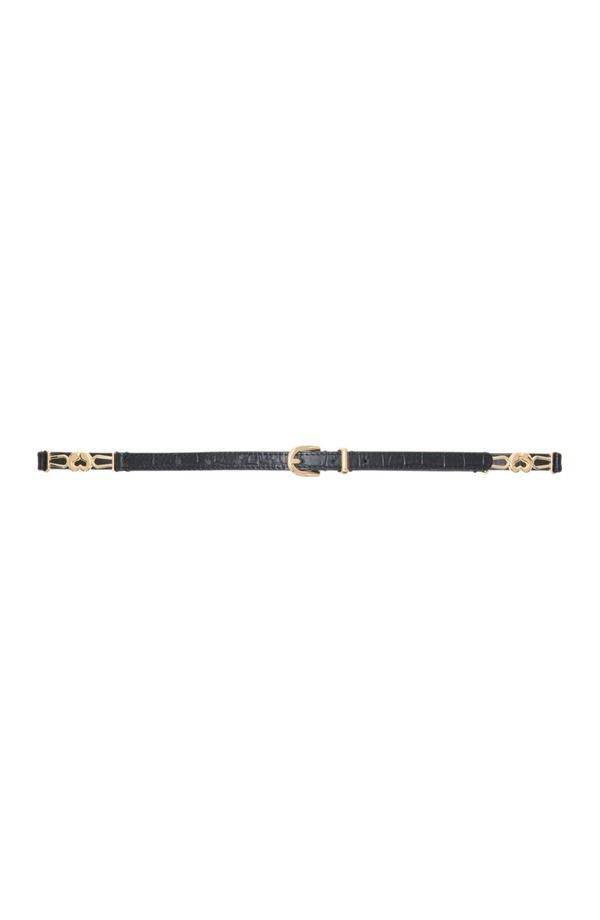 マージュ レディース アクセサリー ベルト レザー maje Slim croceffect leather belt Black ブラック