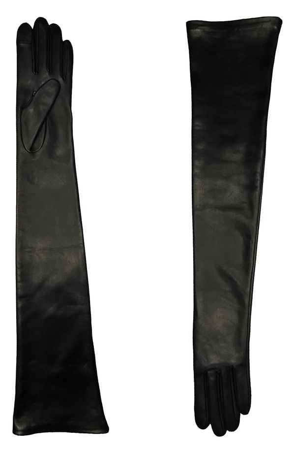 アニェル レディース アクセサリー 手袋 レザー Agnelle Shoulder Length Leather Gloves Black ブラック