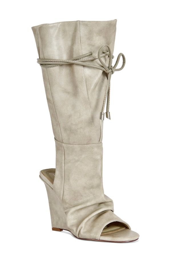 アザレア ワン レディース シューズ ブーツ・レインブーツ AZALEA WANG Vailen Open Toe Wedge Bootie Grey グレー