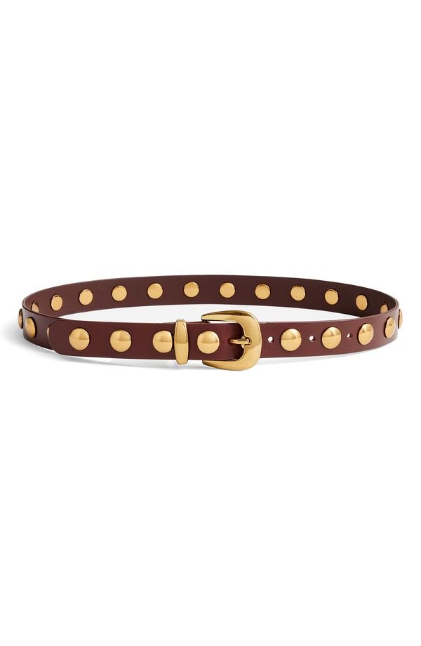 メイドウェル レディース アクセサリー ベルト レザー Madewell Studded Western Leather Belt Soft Mahogany