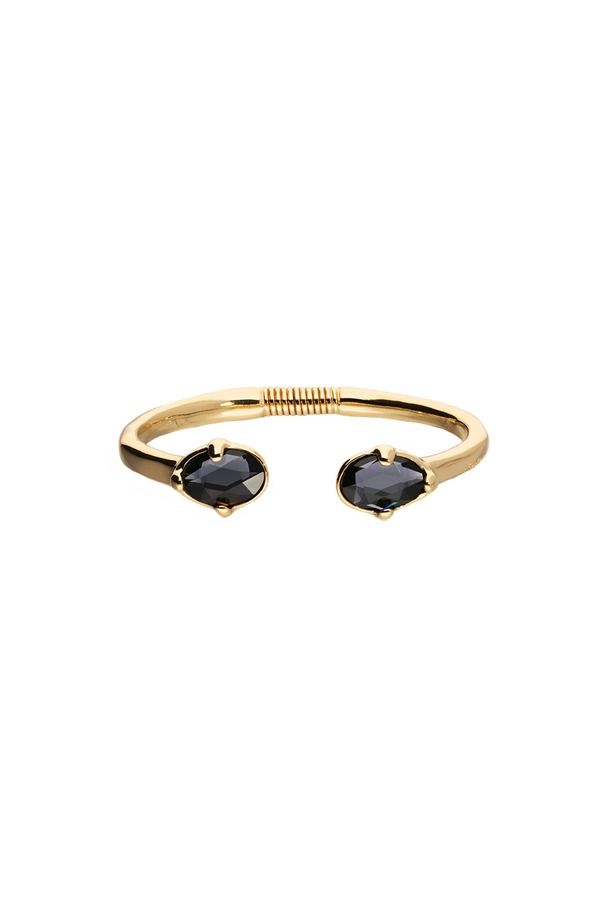 ウノデ 50 レディース アクセサリー ブレスレット・バングル・アンクレット UNODE50 Rigid Bracelet Plated In 18K Gold And Black Faceted Crystals Metallic Gold ゴールド