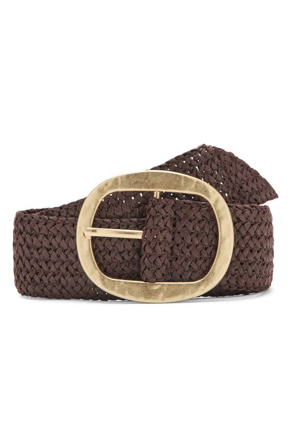 マンゴ レディース アクセサリー ベルト MANGO Natural Fiber Belt Chocolate チョコレート
