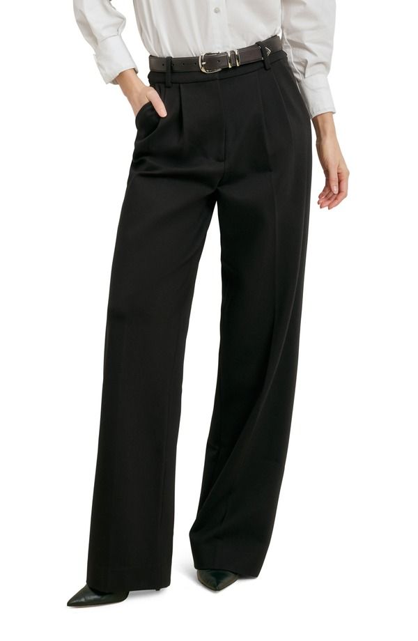 フェイバリット ドーター レディース ボトムス レギンス ワイドレッグ プリーツ パンツ Favorite Daughter The Anywhere Pleated Wide Leg Pants Black ブラック