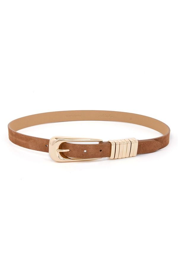 エティカ レディース アクセサリー ベルト レザー Ettika TwoTone Keeper Leather Belt Mochand Gold モカ