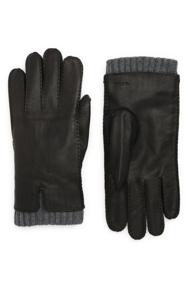 ヴィンス メンズ アクセサリー 手袋 レザー Vince Hand Sewn Cashmere Lined Leather Gloves Charcoal チャコール