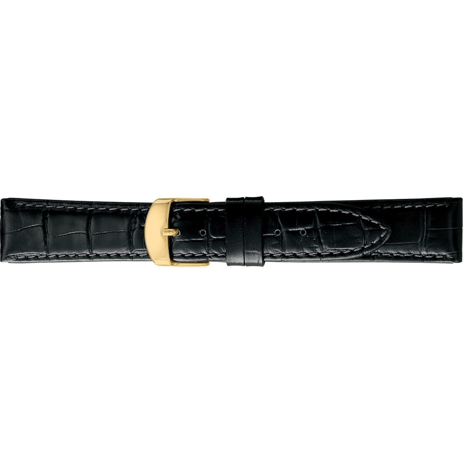 新品 BAMBI(バンビ) 時計 バンド 牛革型押し スコッチガードレザー使用 強力撥水 20mm ブラック 美錠 ゴールド BKMB053AS