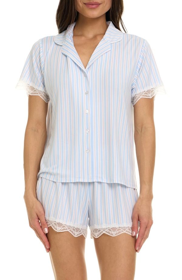 フローラニクルーズ レディース アンダーウェア ナイトウェア Flora Nikrooz Luna Short Pajamas Blue ブルー