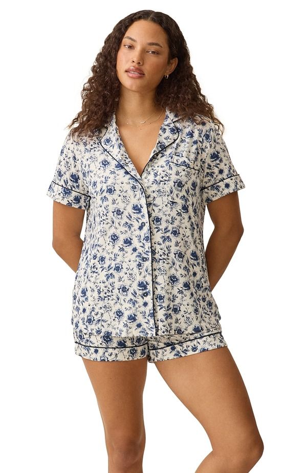 キンドリッド ブレイブリー レディース アンダーウェア ナイトウェア マタニティ Kindred Bravely Clea Maternity Postpartum Short Sleeve Pajama Set Navy Toile ネイビー
