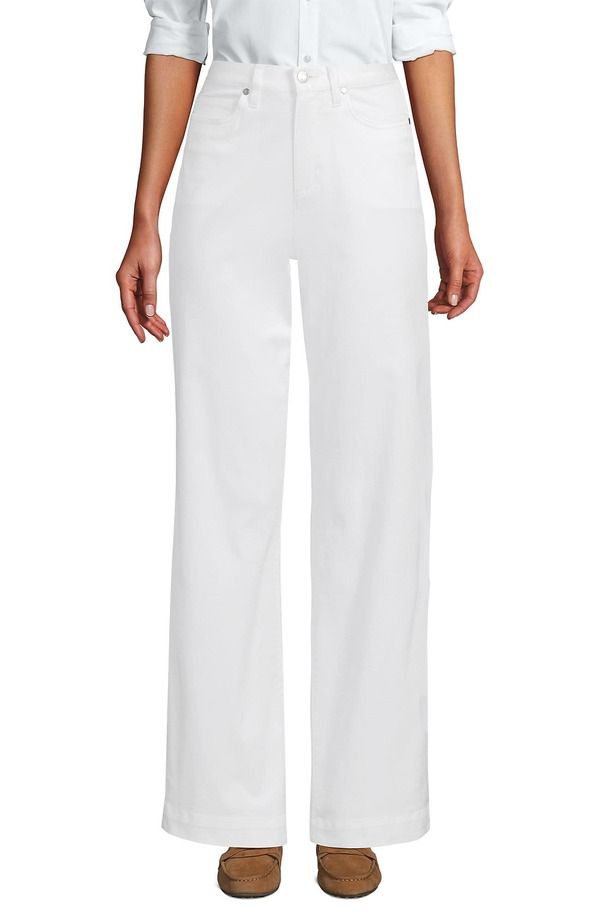ランズエンド レディース ボトムス レギンス ワイドレッグ パンツ Lands End High Rise 5 Pocket Wide Leg Chino Pants White ホワイト