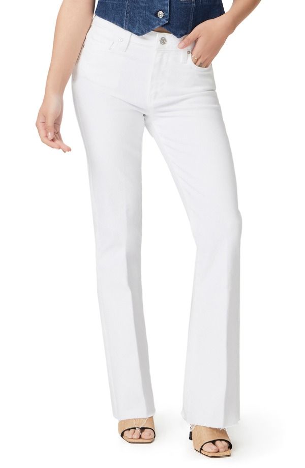 ペイジ レディース シューズ ブーツ・レインブーツカット ハイウエスト ジーンズ PAIGE Laurel Canyon Raw Hem High Waist Bootcut Jeans Crsp Wht