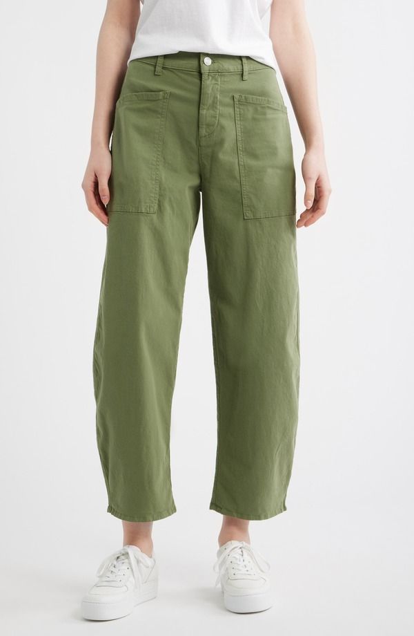 フランク ＆ アイリーン レディース ボトムス レギンス パンツ コットン Frank Eileen Bray Barreleg Cotton Twill Pants Olive オリーブ