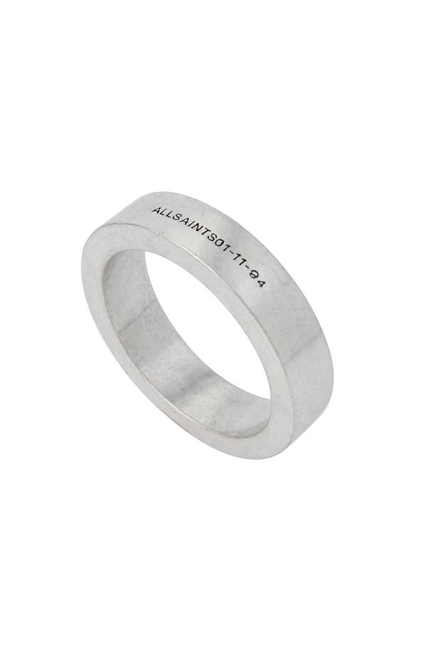 オールセインツ メンズ アクセサリー 指輪 ロゴ AllSaints Mens Logo Engraved Band Ring Warm Silver シルバー